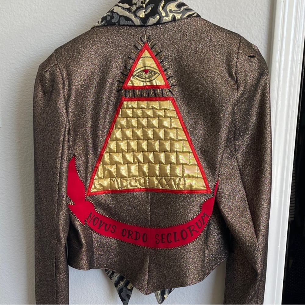Madonna 80’s Jacket - Metallic Brown Embroidered Pyramid Short Jacket